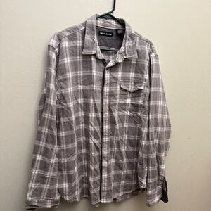 DKNY mens xl shirt Gray Plaid button up 1